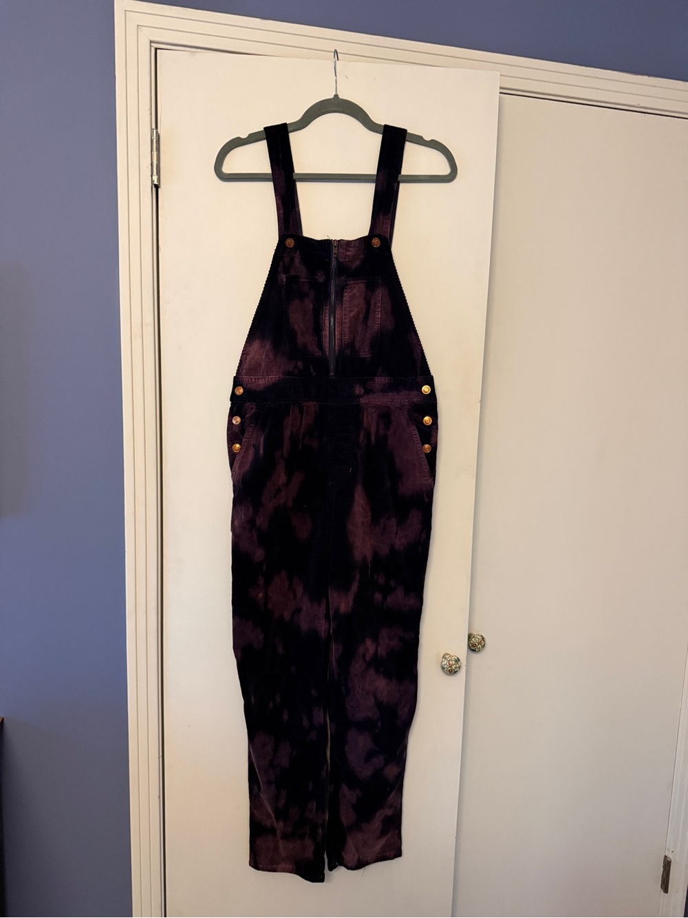 Anthropology corduroy Purple Tie Dye Overalls size 27